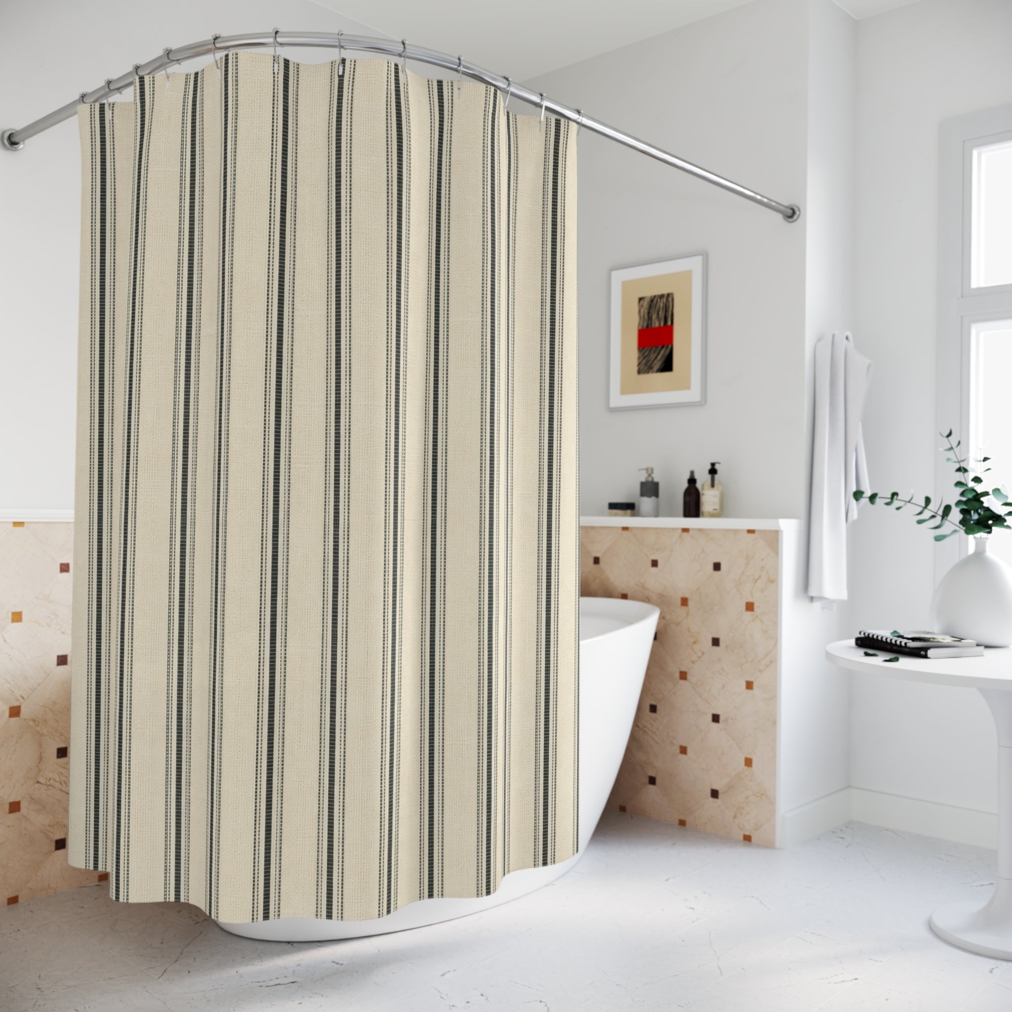 Narrow Black Stripe Shower Curtain