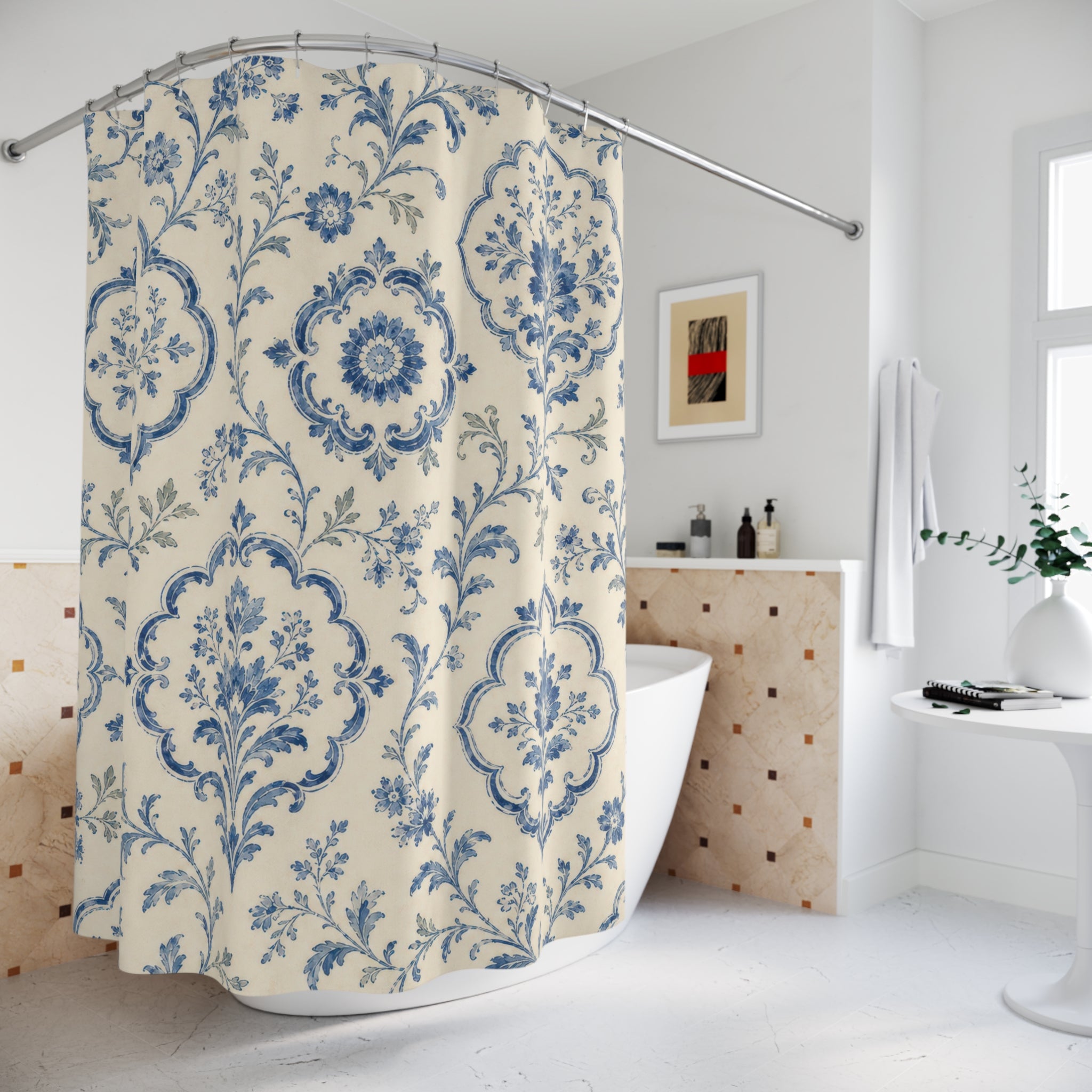 French Country Floral Vintage Farmhouse Cottage Shower Curtain