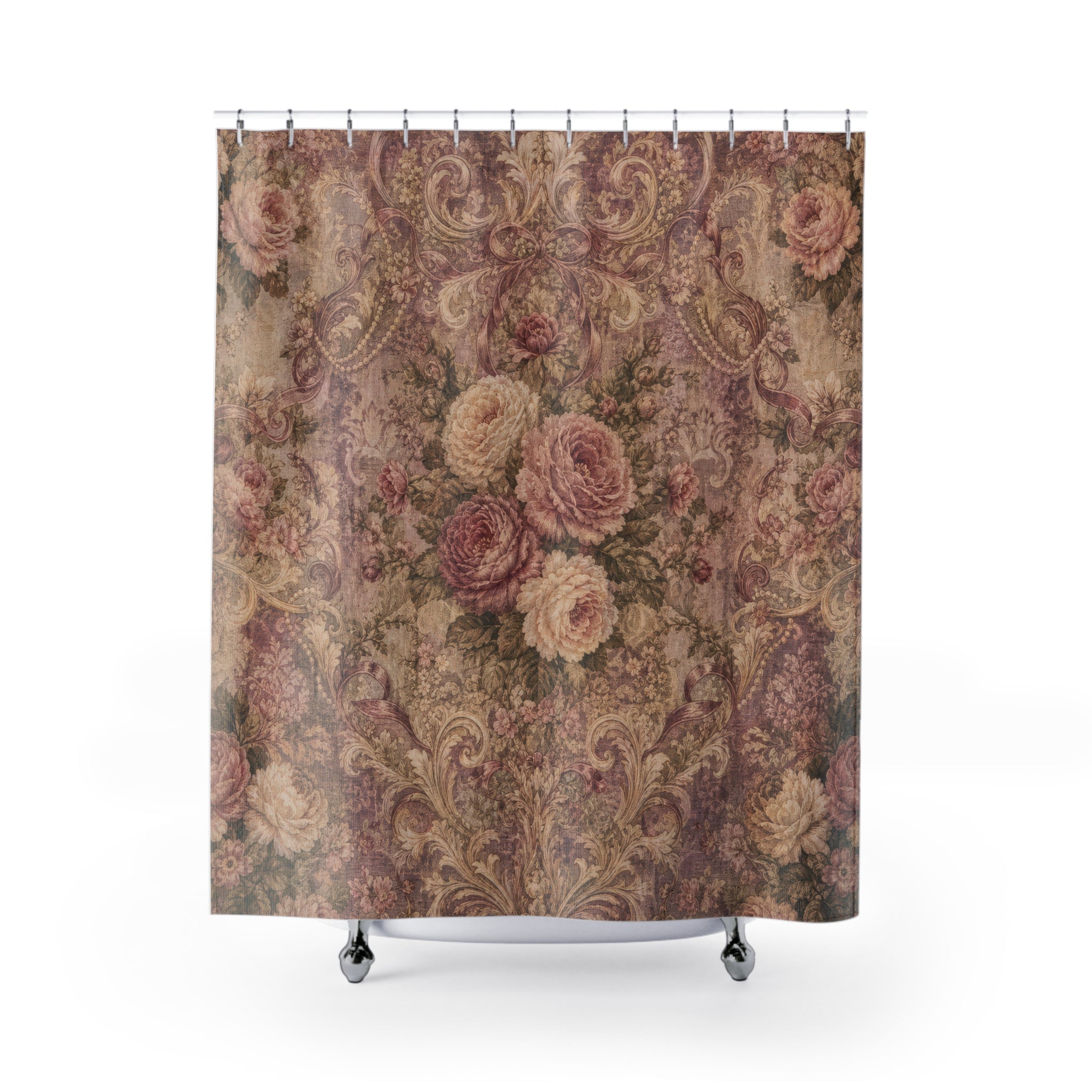 Rose Damask Shower Curtain