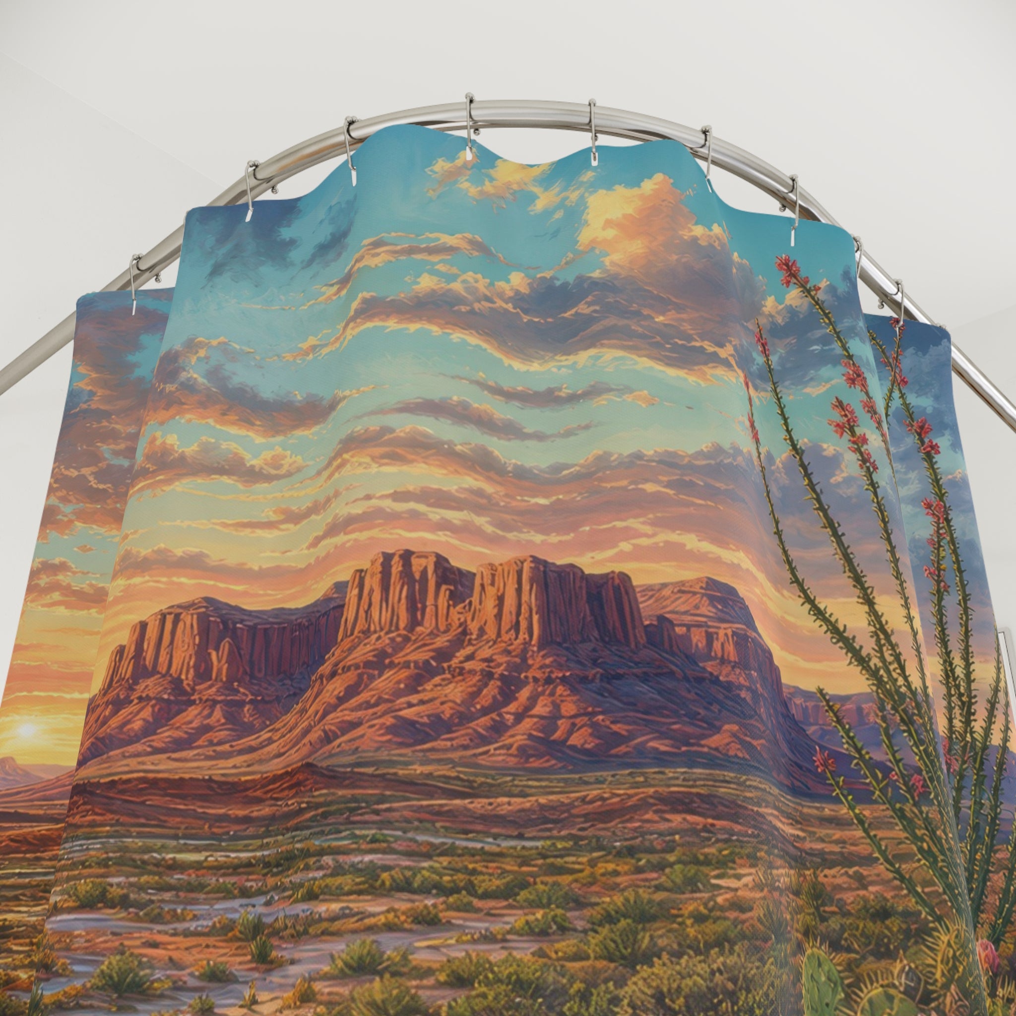 Desert Superbloom Mesas Shower Curtain