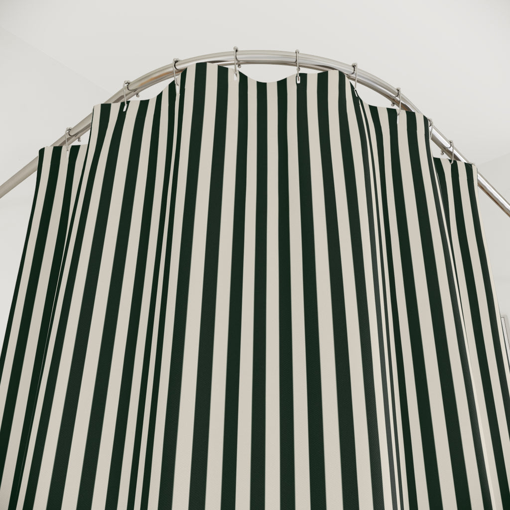 Olive and Cream Cabana Stripe Shower Curtain
