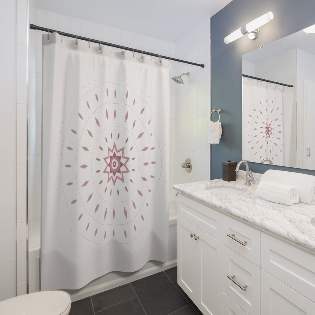 Rose Pink Mandala Shower Curtain – Blush & Grey