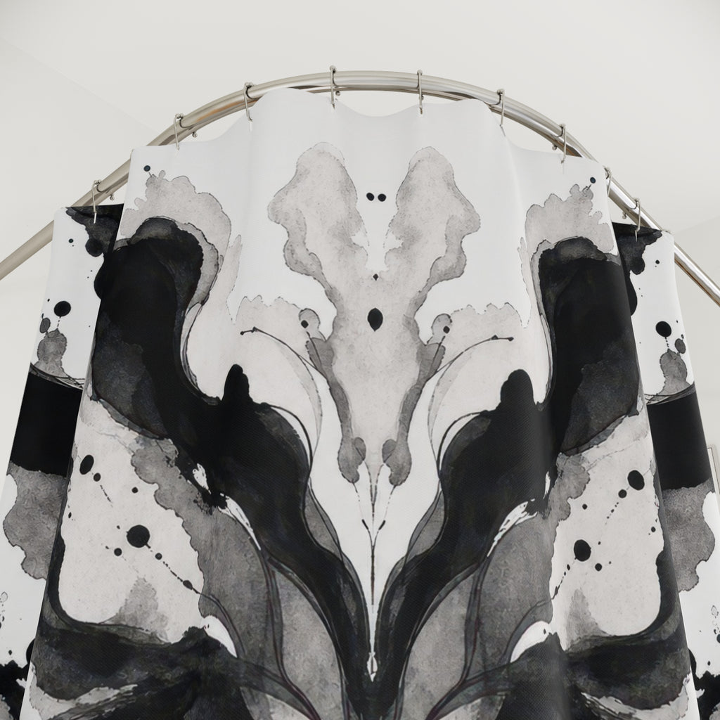 Black White Mirrored Abstract Shower Curtain