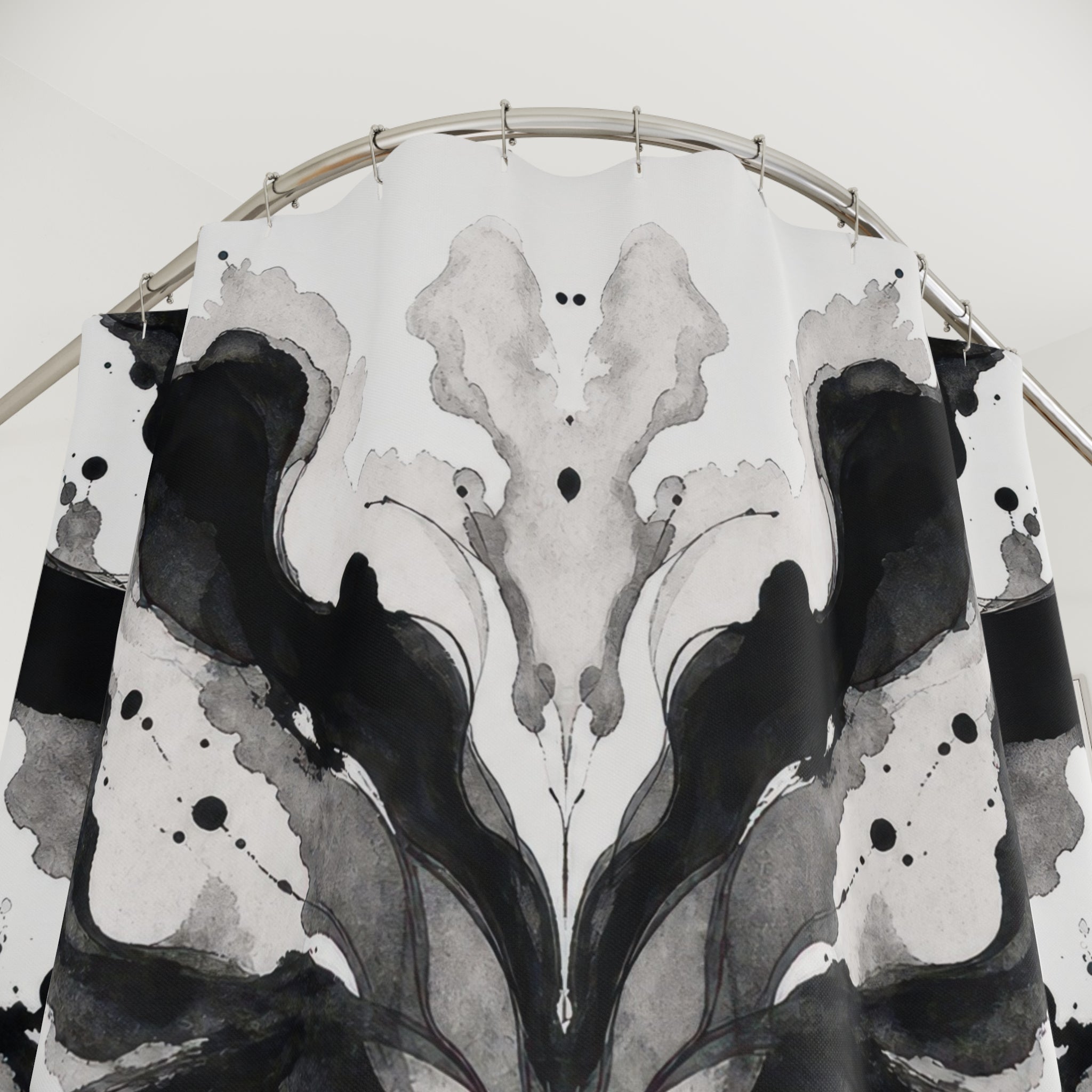 Black White Mirrored Abstract Shower Curtain