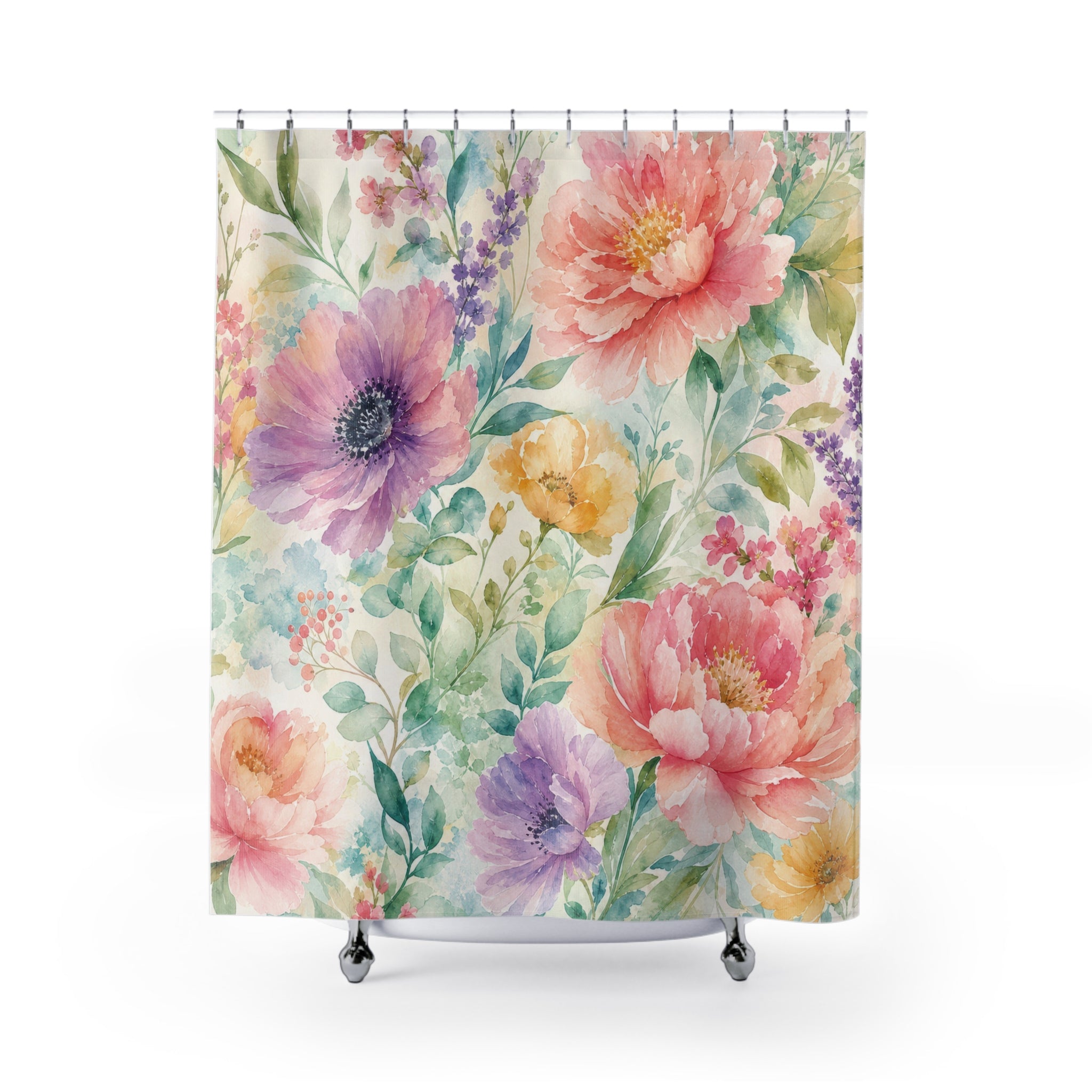 Watercolor Floral Shower Curtain: Pastel Flower
