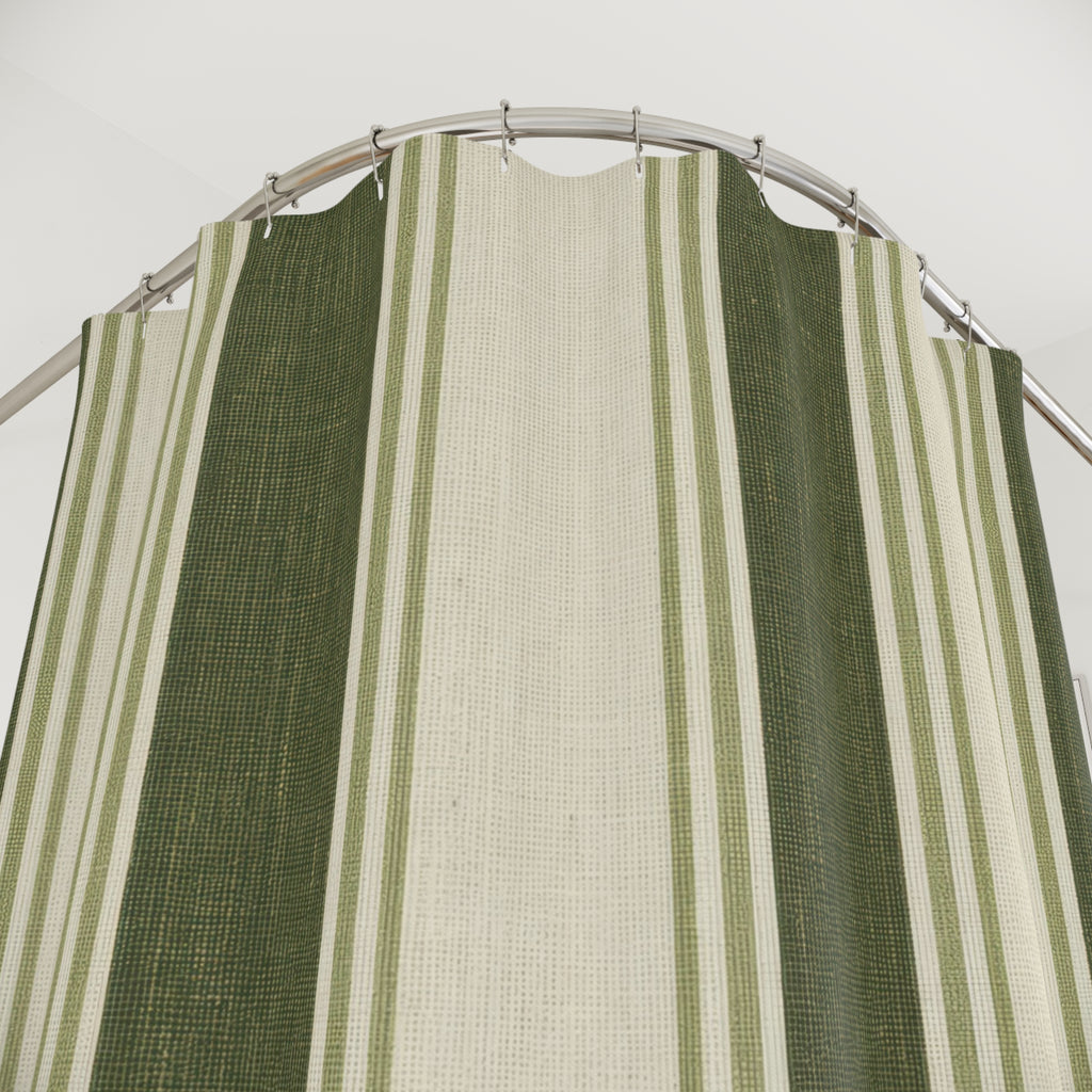 Cypress Green Stripe Shower Curtain