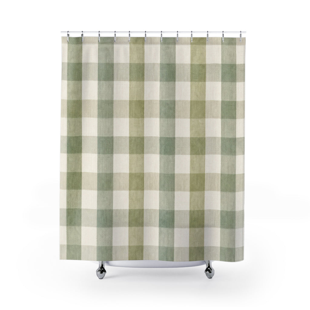 Sage Cream Check Shower Curtain