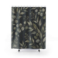 Dark Green Floral Shower Curtain, Dark Green Moody Bathroom Decor, Dark Botanical Bath Curtain, Guest Bath Decor, Small Bathroom Decor