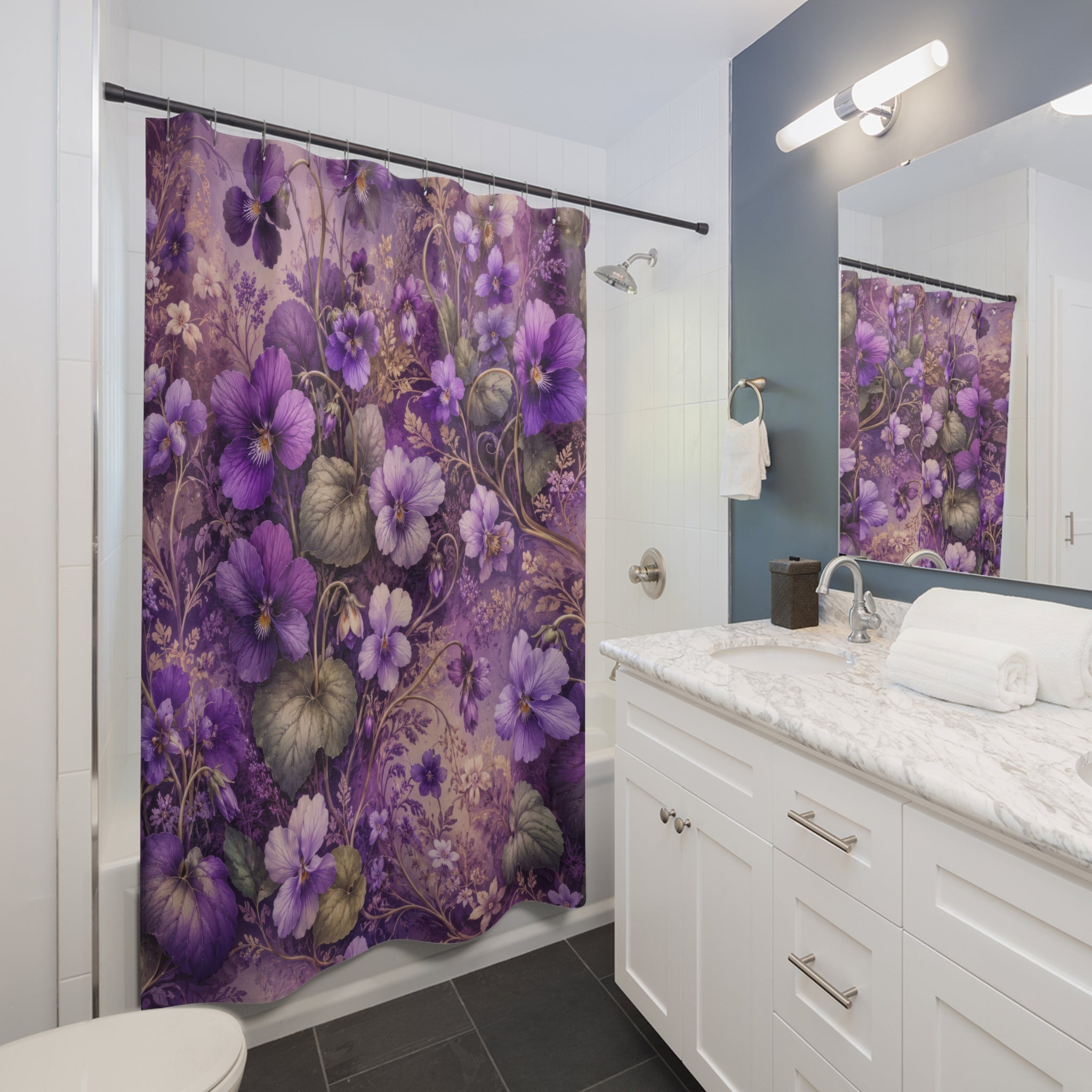 Purple Floral Shower Curtain: Violet Botanical