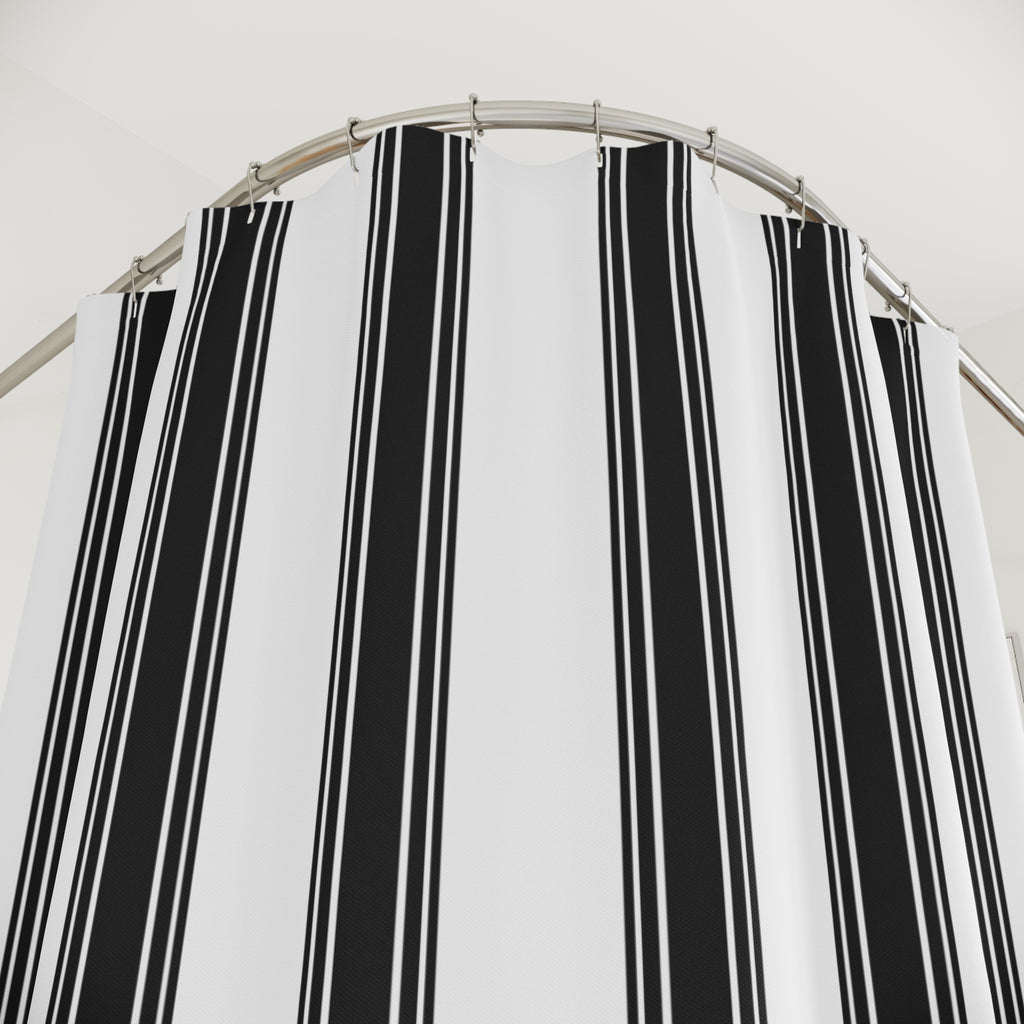 Black Ticking Stripe Shower Curtain – French Country