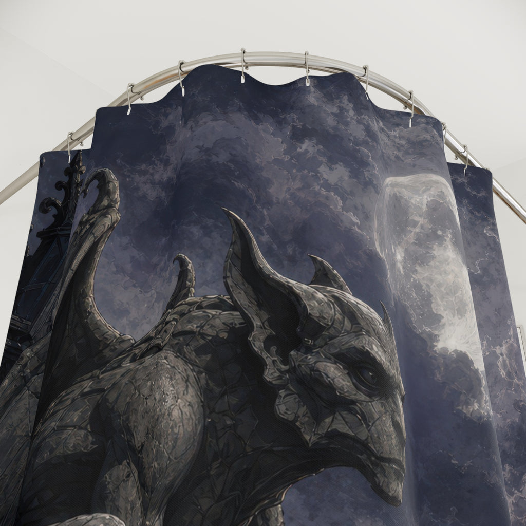 Moonlit Gargoyle Shower Curtain