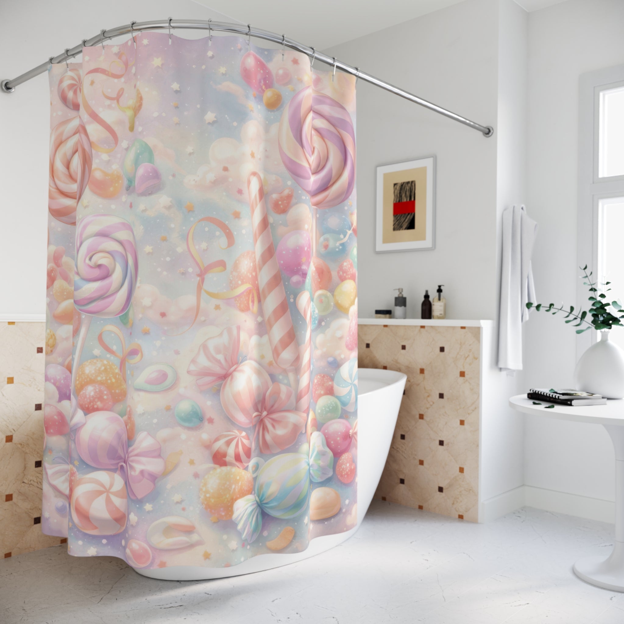 Kids Candy Shower Curtain – Rainbow Lollipop
