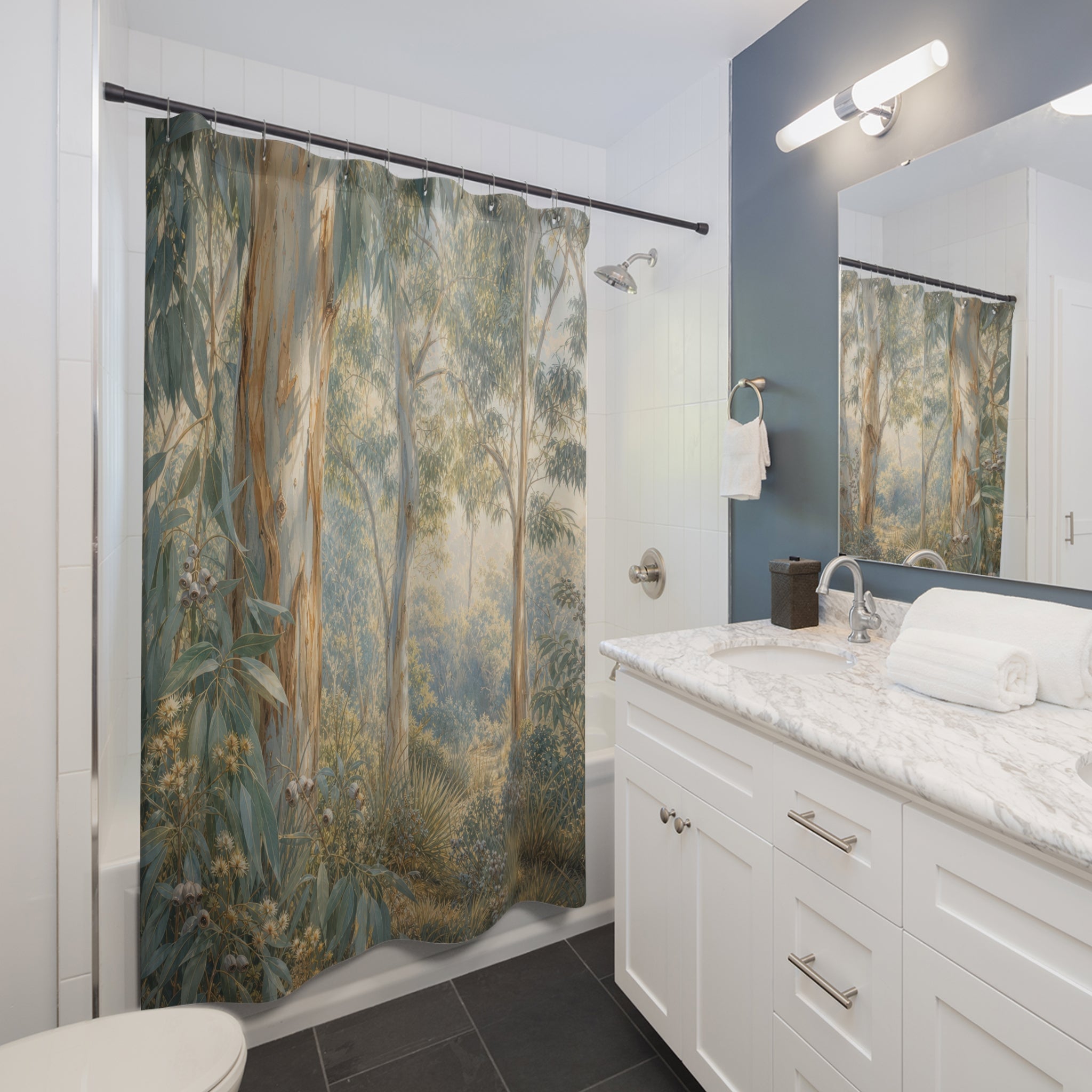 Eucalyptus Grove Silver Leaves Shower Curtain
