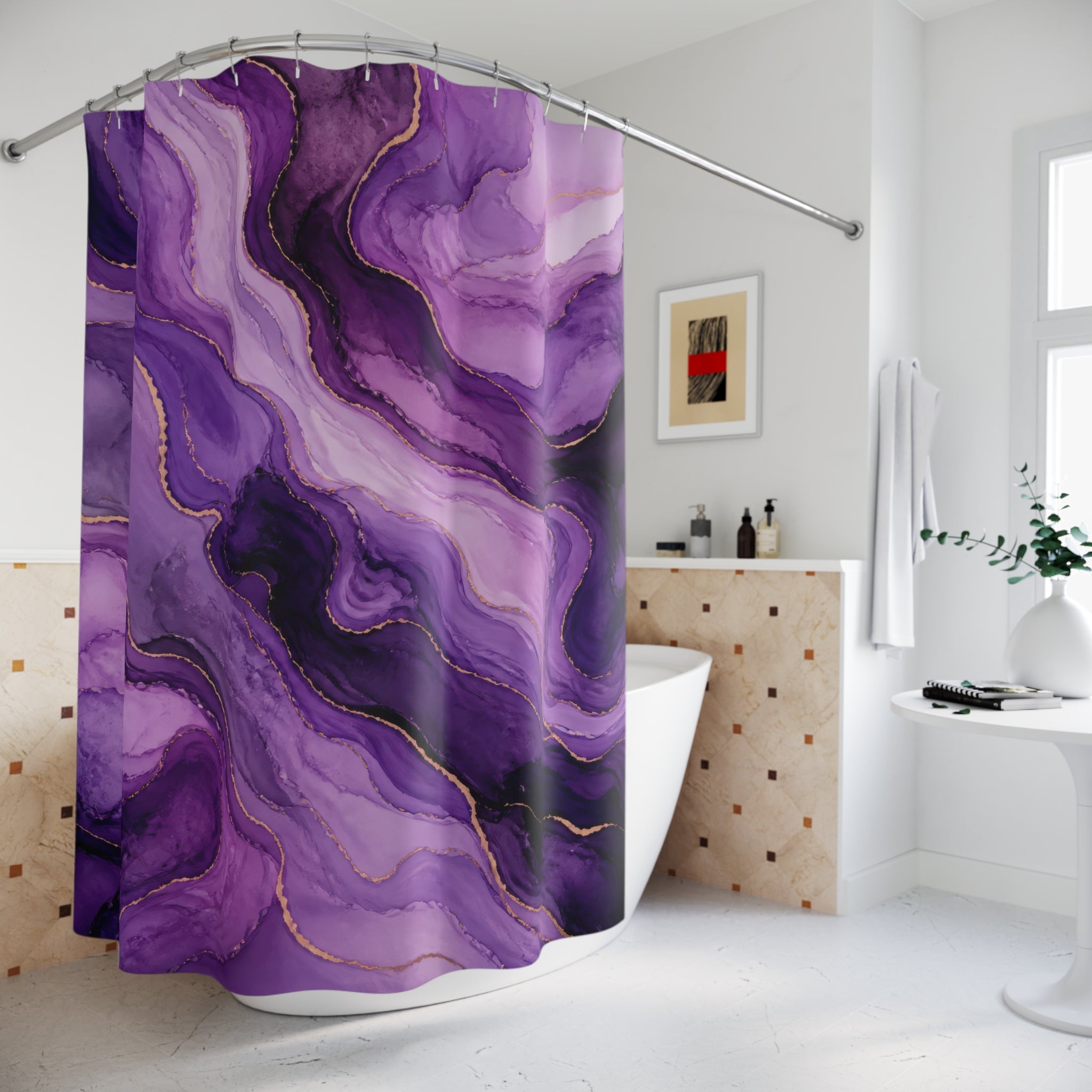 Amethyst Mineral River Shower Curtain
