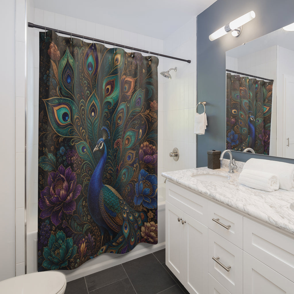 Jewel Garden Peacock Shower Curtain