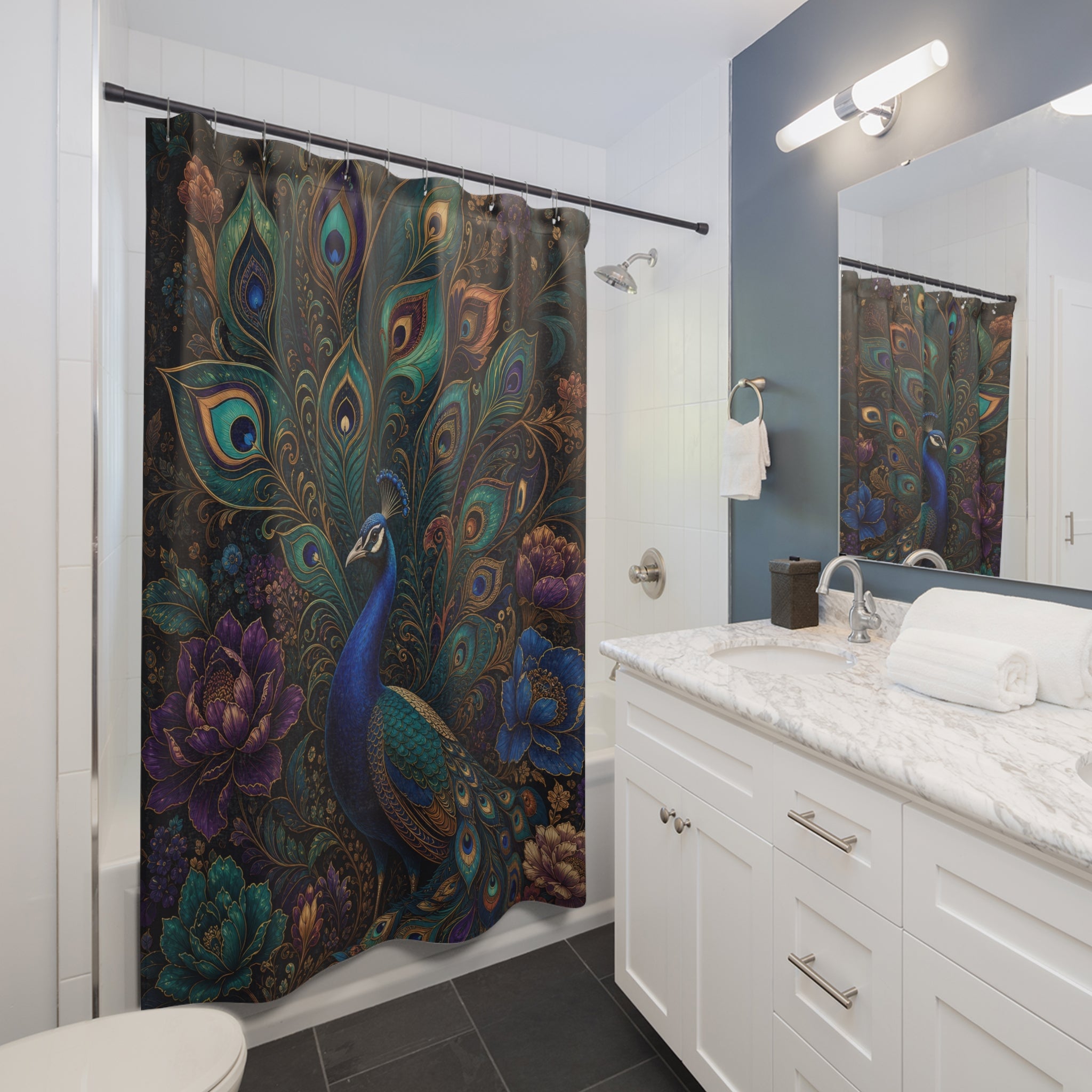 Jewel Garden Peacock Shower Curtain