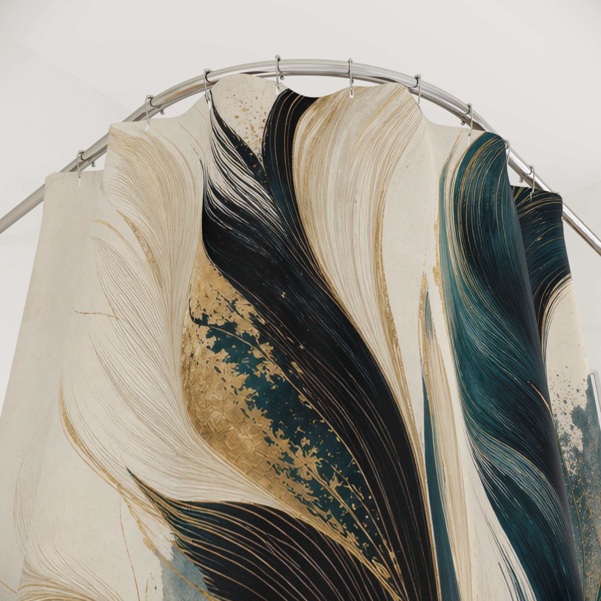 Black Teal Shower Curtain
