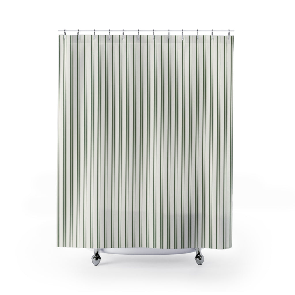 Olive Subtle Stripe Shower Curtain