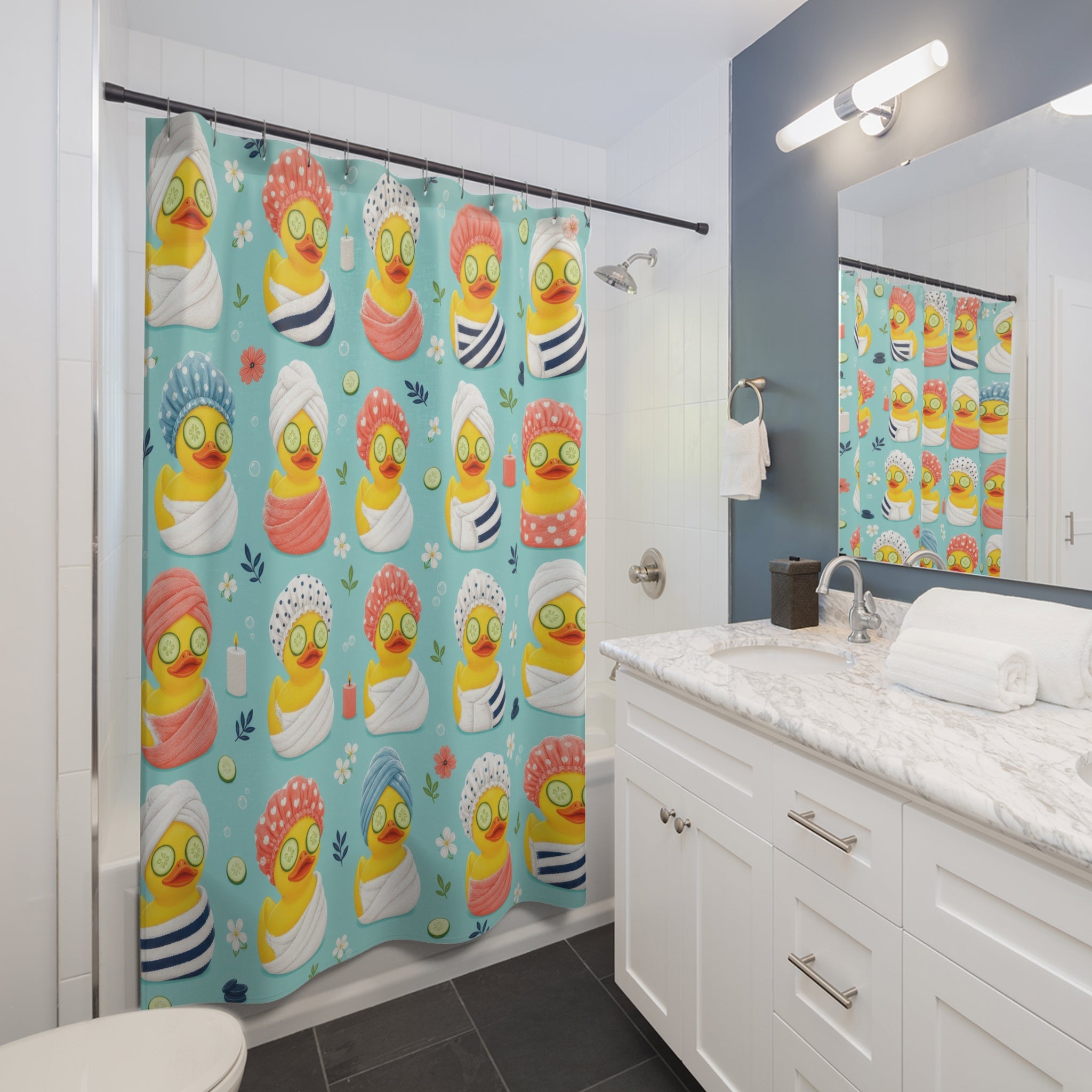 Rubber Duck Shower Cap Shower Curtain