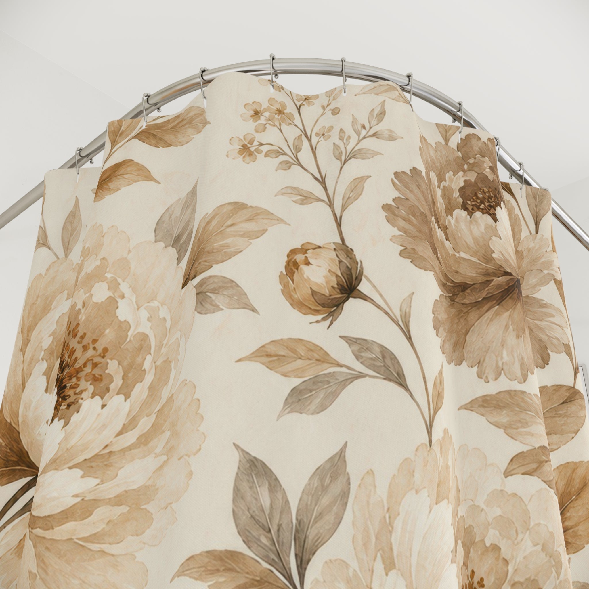 Large Cream Flower Botanical Shower Curtain