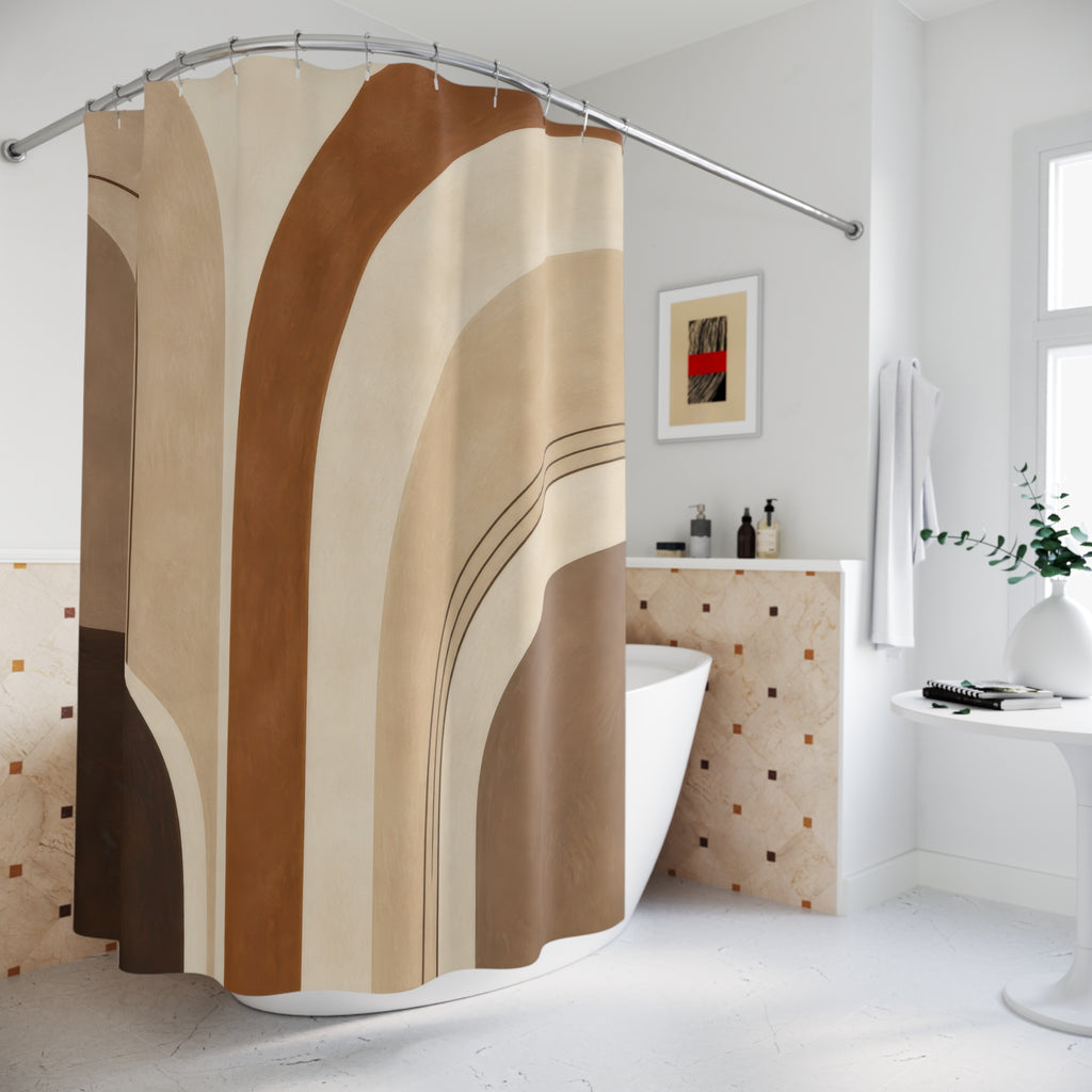 Brown Beige Modern Arch Shower Curtain