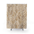 Beige and Gold Shower Curtain: Deco Botanical Pattern
