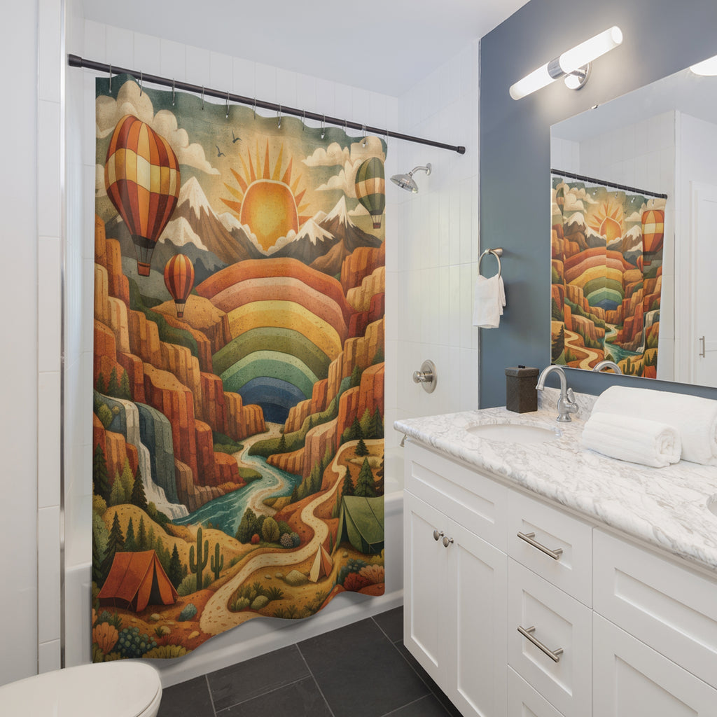 Rainbow Mountain Shower Curtain – Earth Tone Adventure