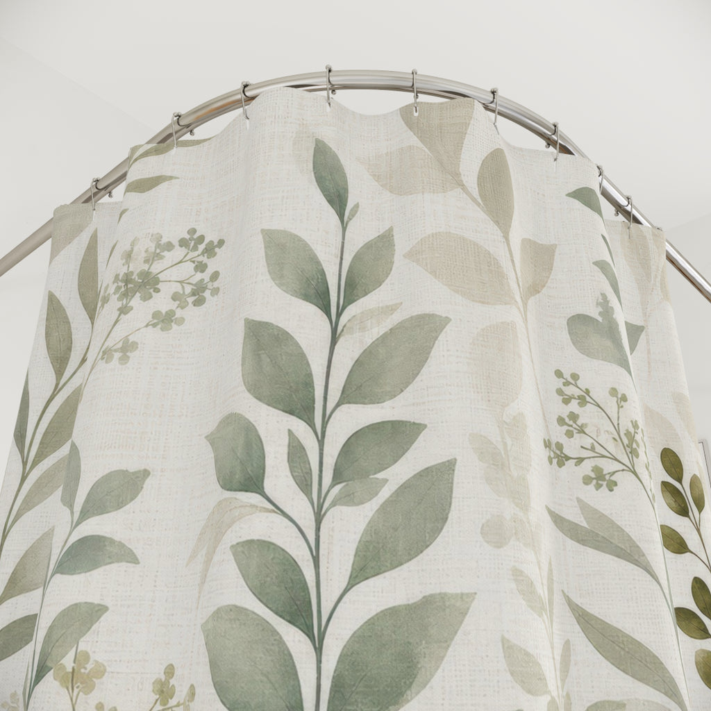 Sage Leaf Stem Shower Curtain