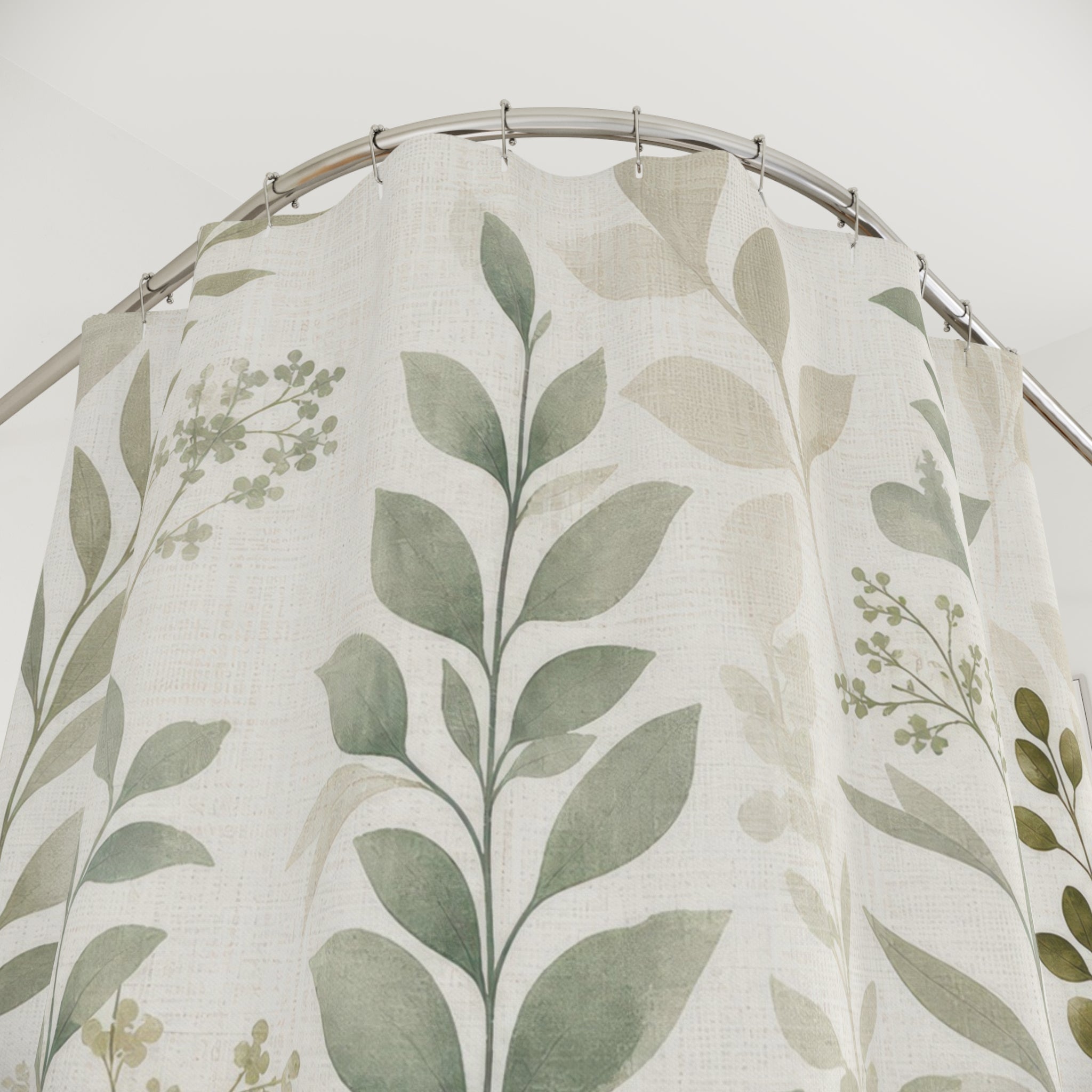 Sage Leaf Stem Shower Curtain