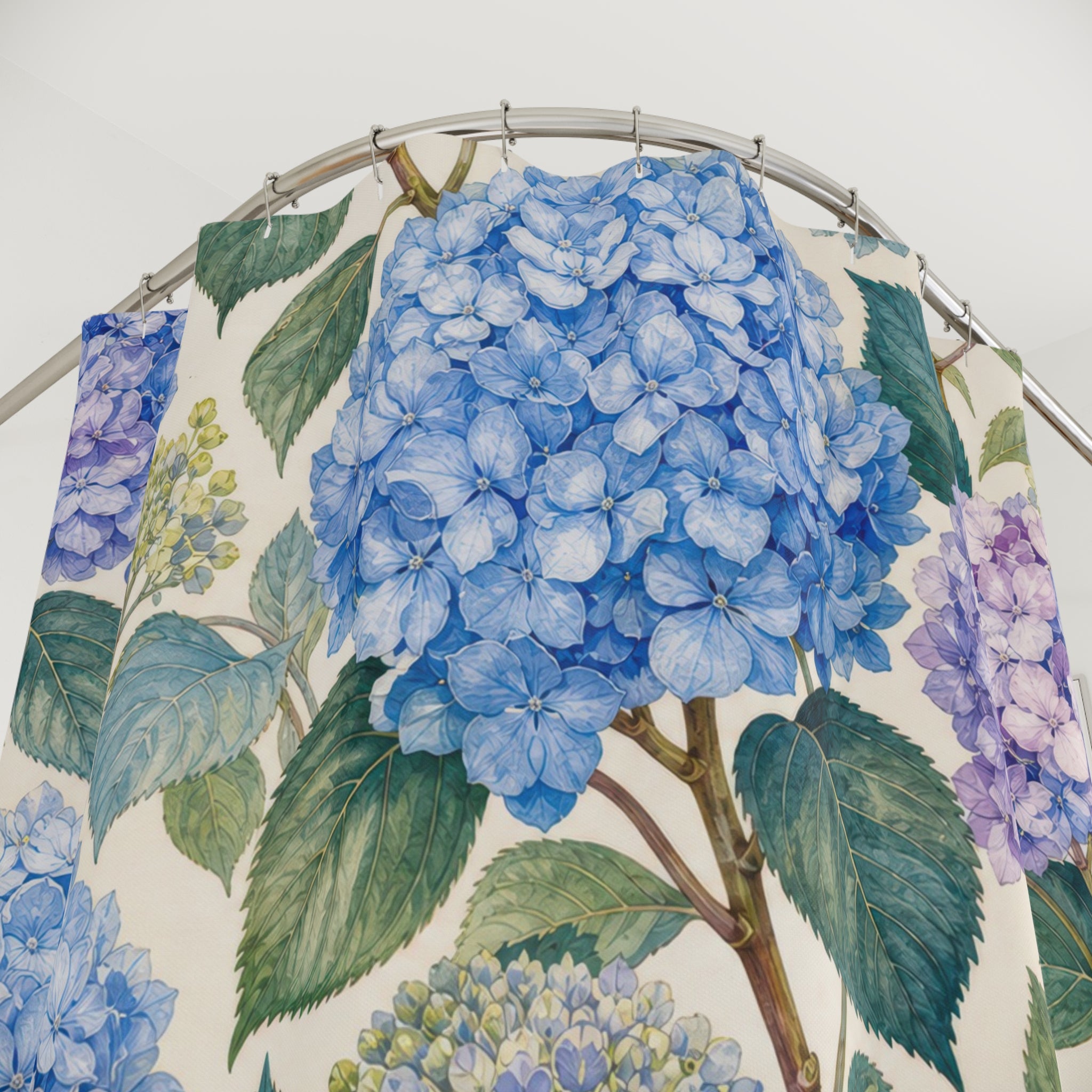 Blue Purple Floral Botanical Shower Curtain