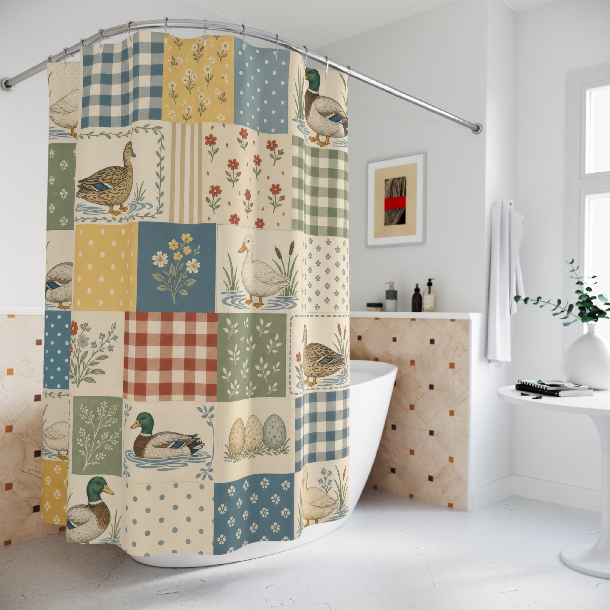 Mallard Patchwork Quilt Shower Curtain