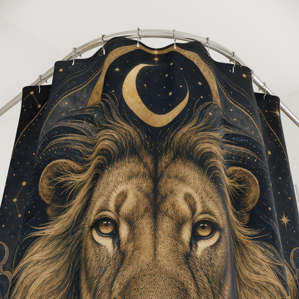 Moon Stars Animal Portrait Shower Curtain
