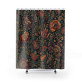 Teal Boho Flower Dark Floral Shower Curtain