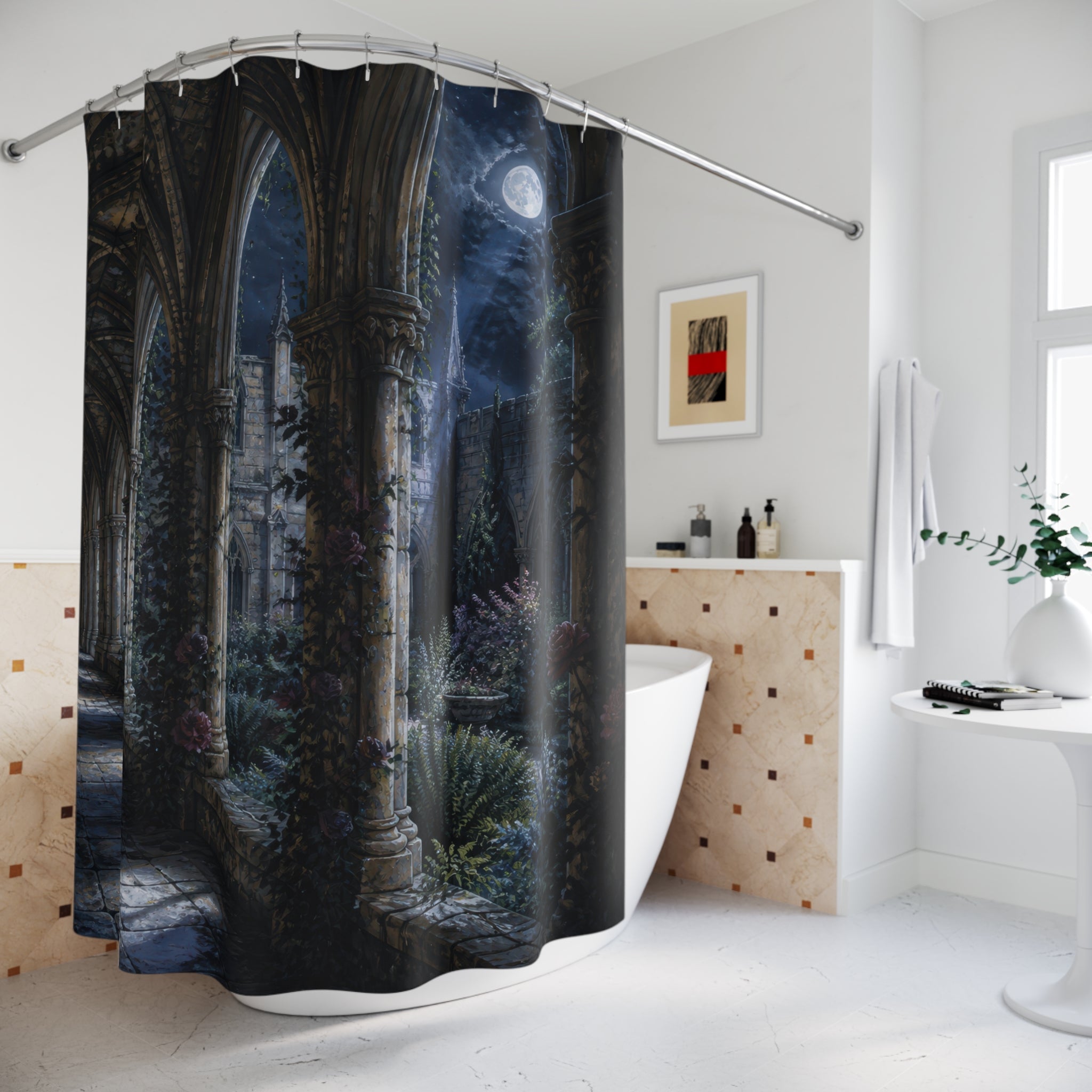 Moonlit Gothic Cloister Shower Curtain