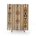 Brown Beige Geometric Stripe Shower Curtain