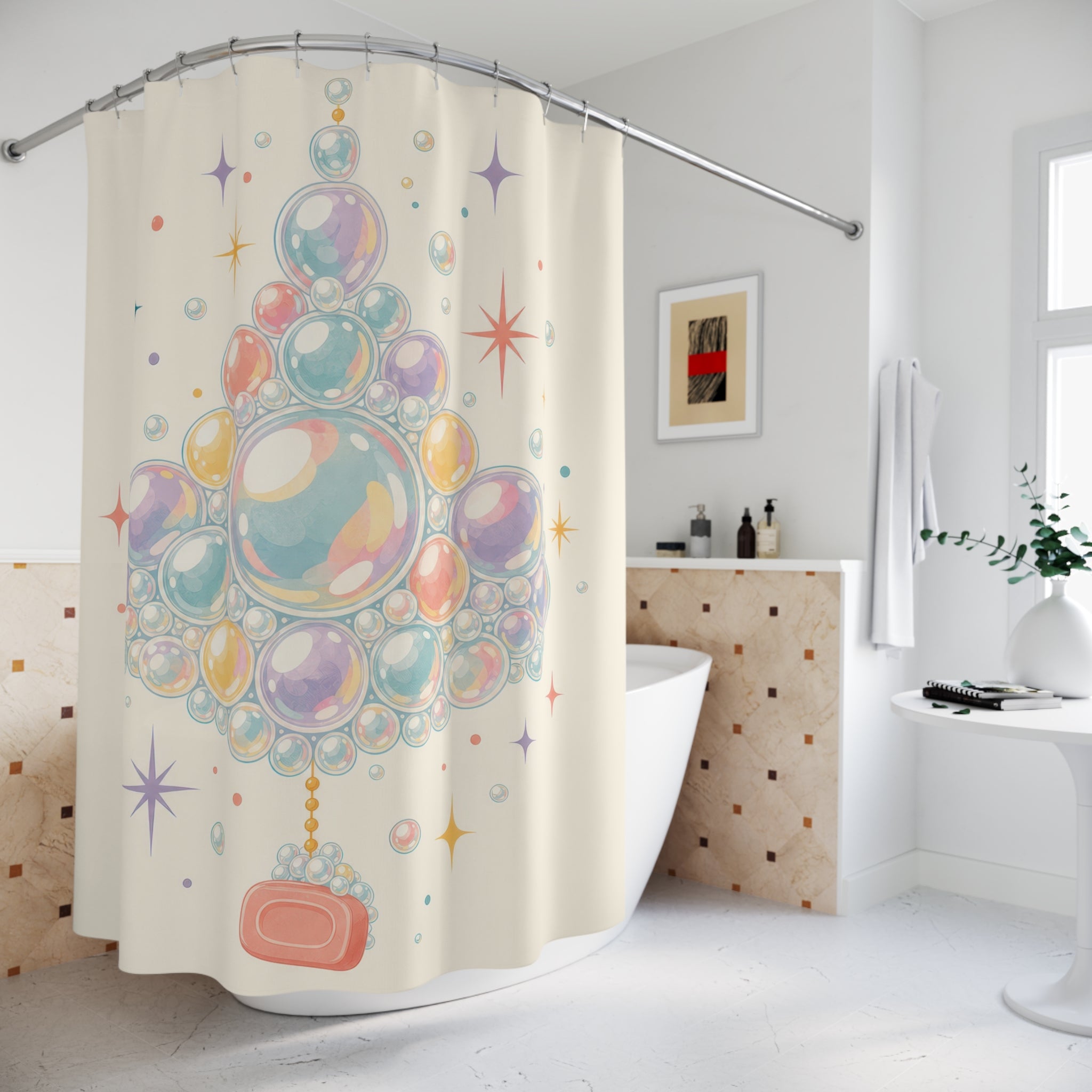 Soap Bubble Jewel Shower Curtain