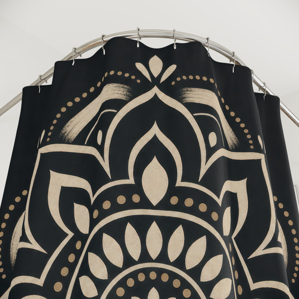 Gold Cream Medallion Shower Curtain