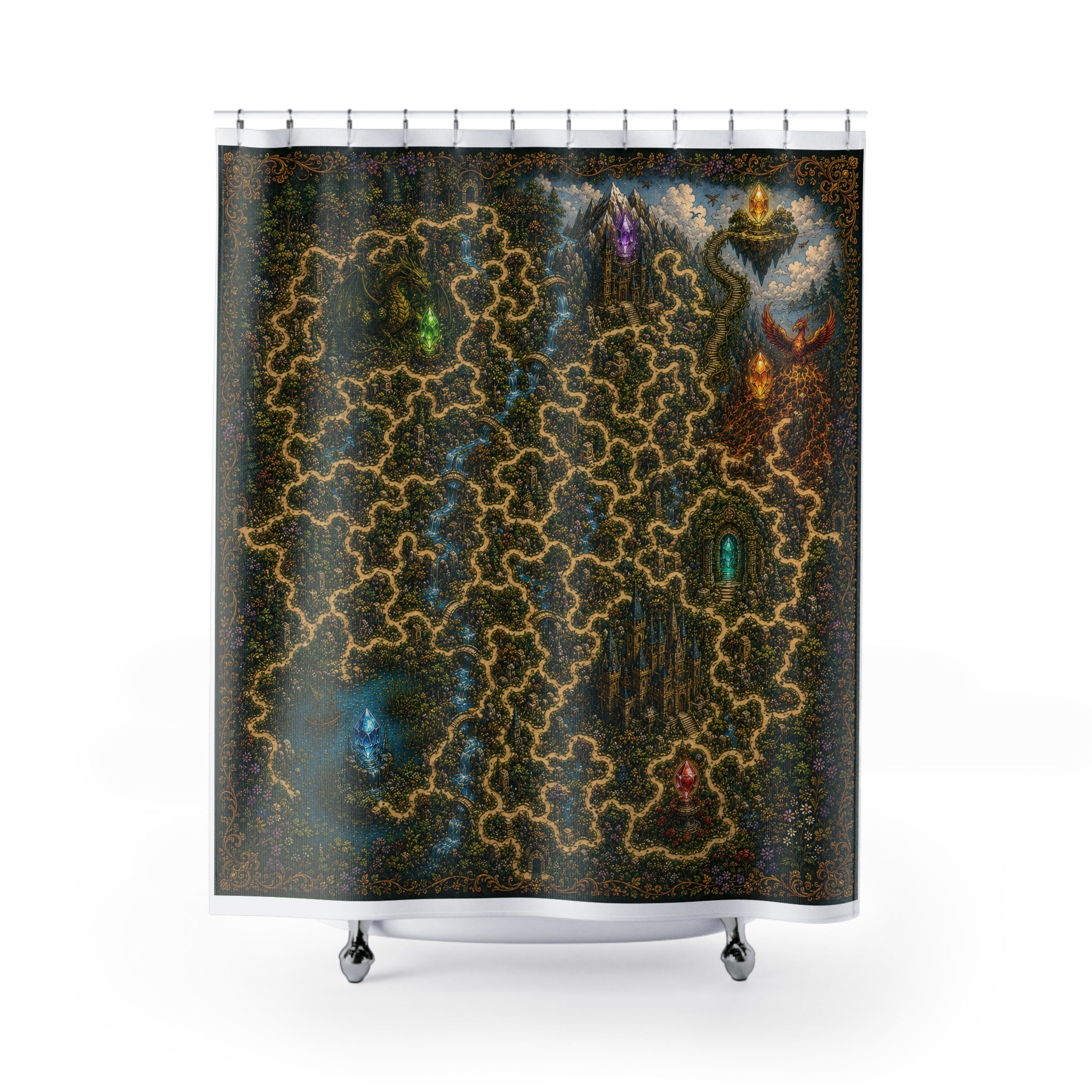Maze Shower Curtain: Fantasy Puzzle
