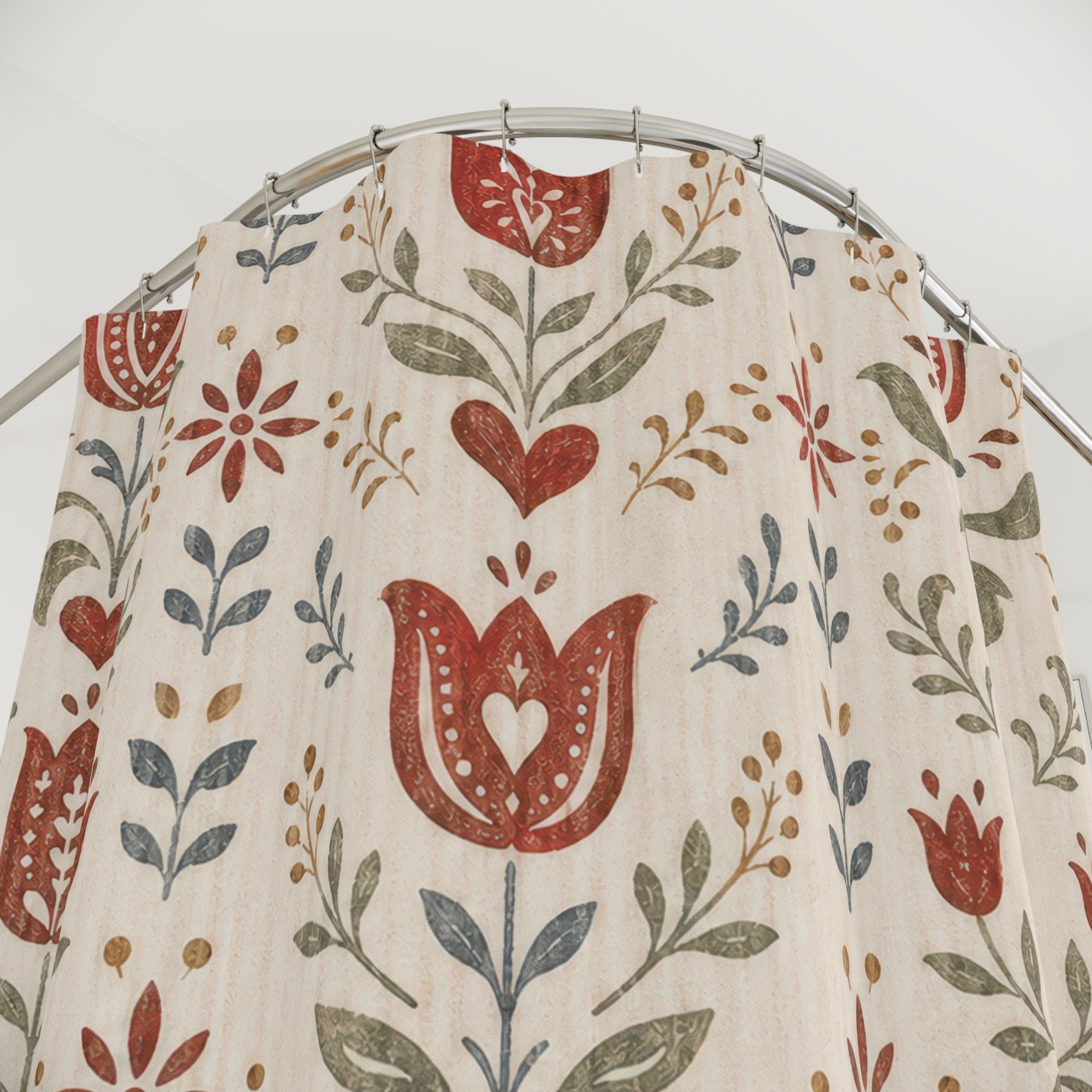 Swedish Folk Floral Shower Curtain