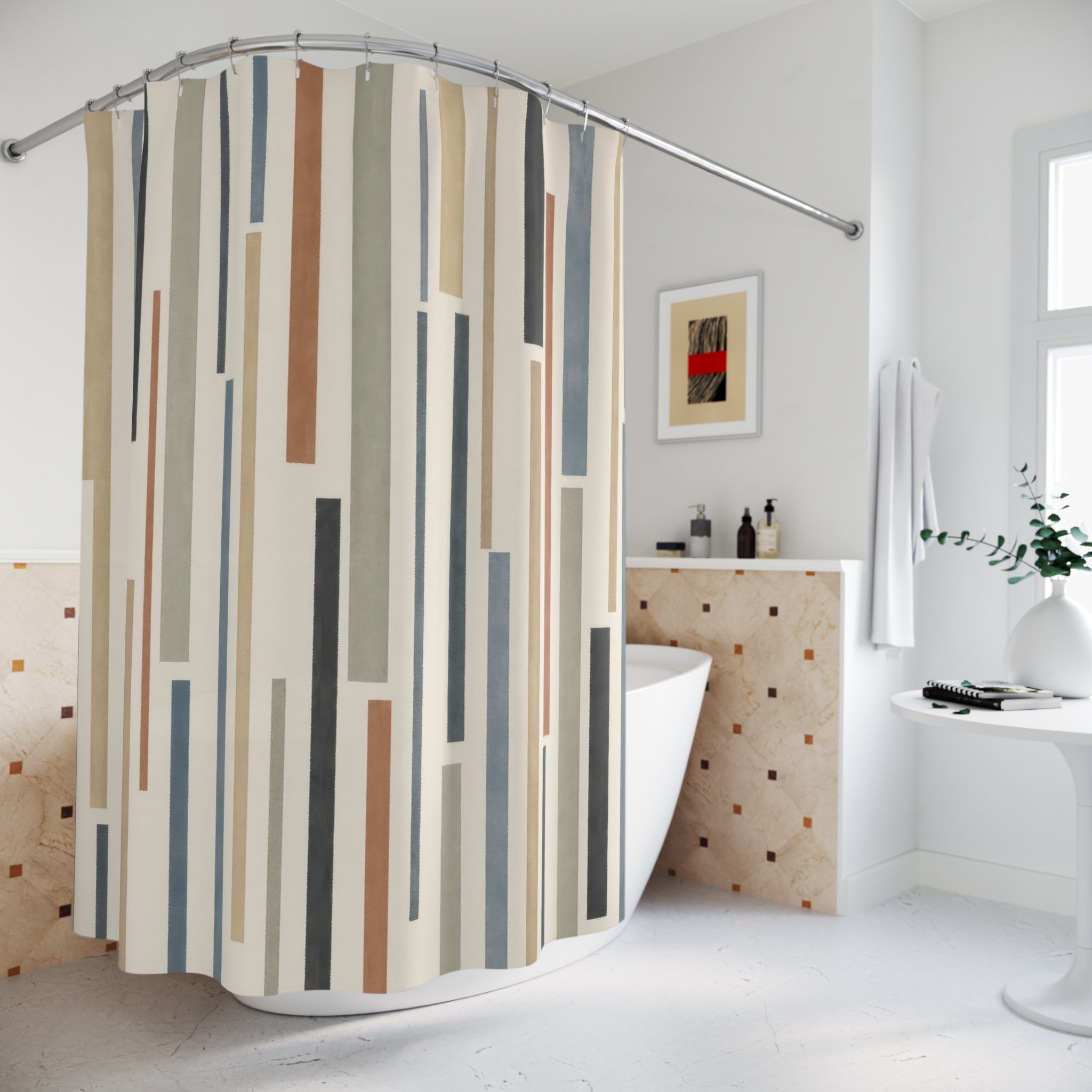 Staggered Vertical Stripe Shower Curtain