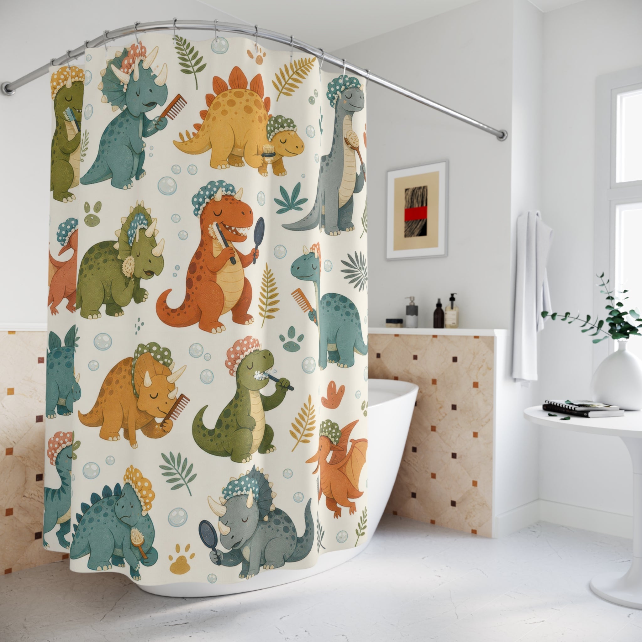 Dinosaur Shower Cap Shower Curtain