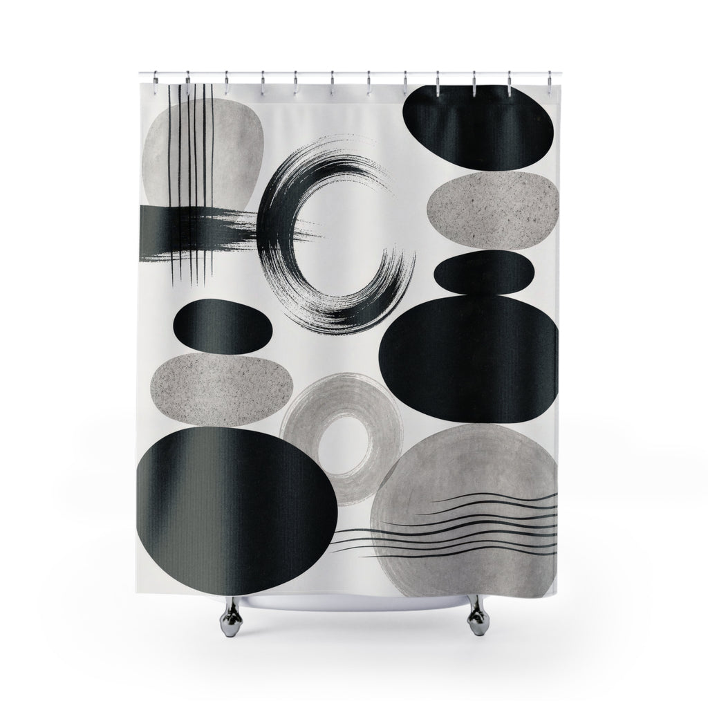 Black White Abstract Shower Curtain