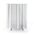 White Beige Fine Vertical Stripe Shower Curtain