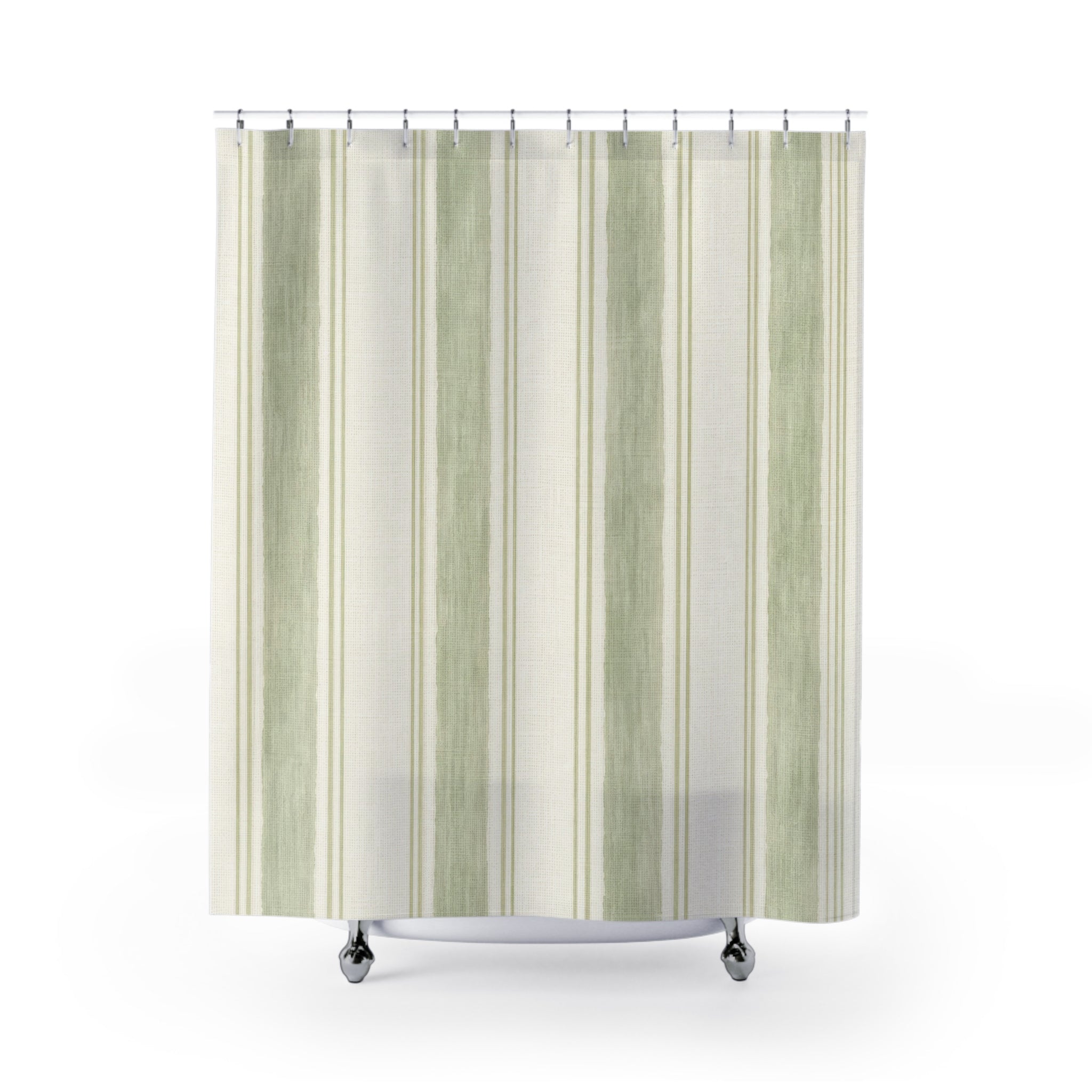 Misty Sage Stripe Shower Curtain