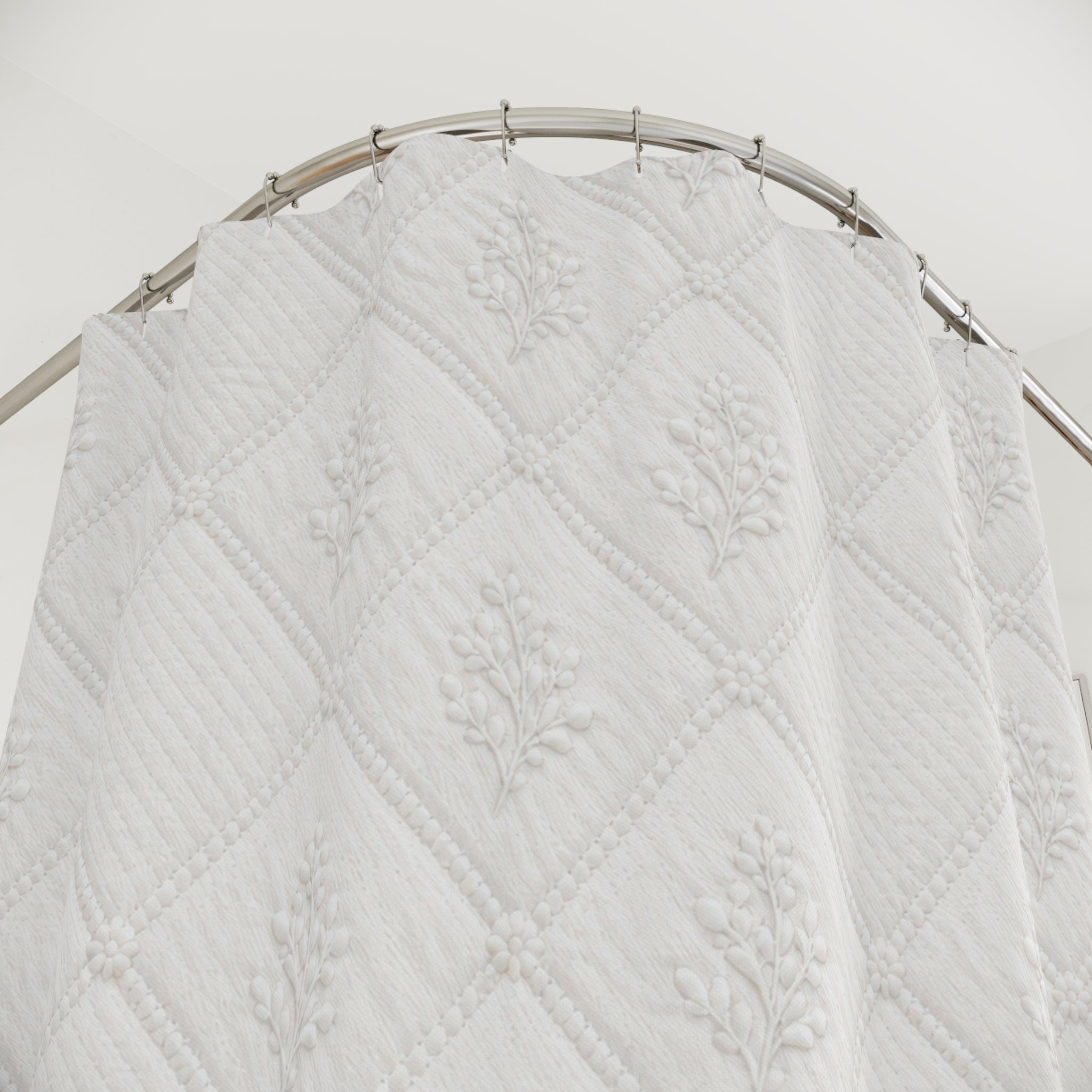 White Matelasse Look Shower Curtain