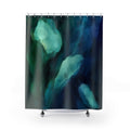 Emerald Indigo Fluid Abstract Shower Curtain