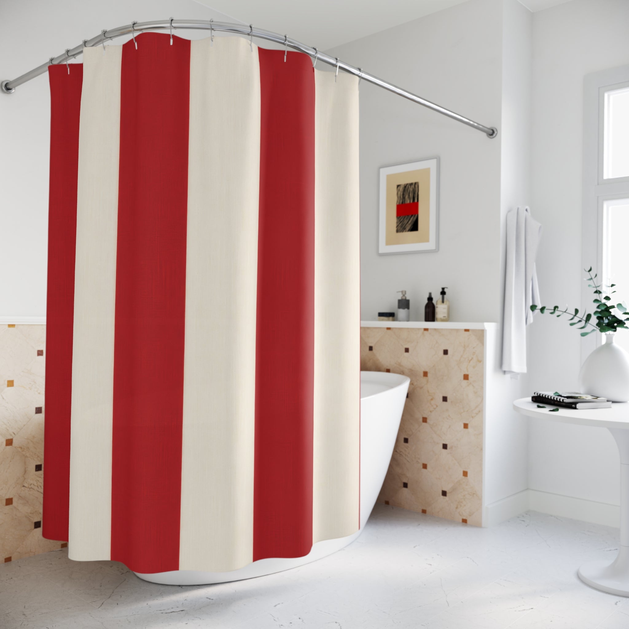 Red White Resort Cabana Shower Curtain