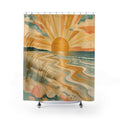Golden Tide Coastal Shower Curtain