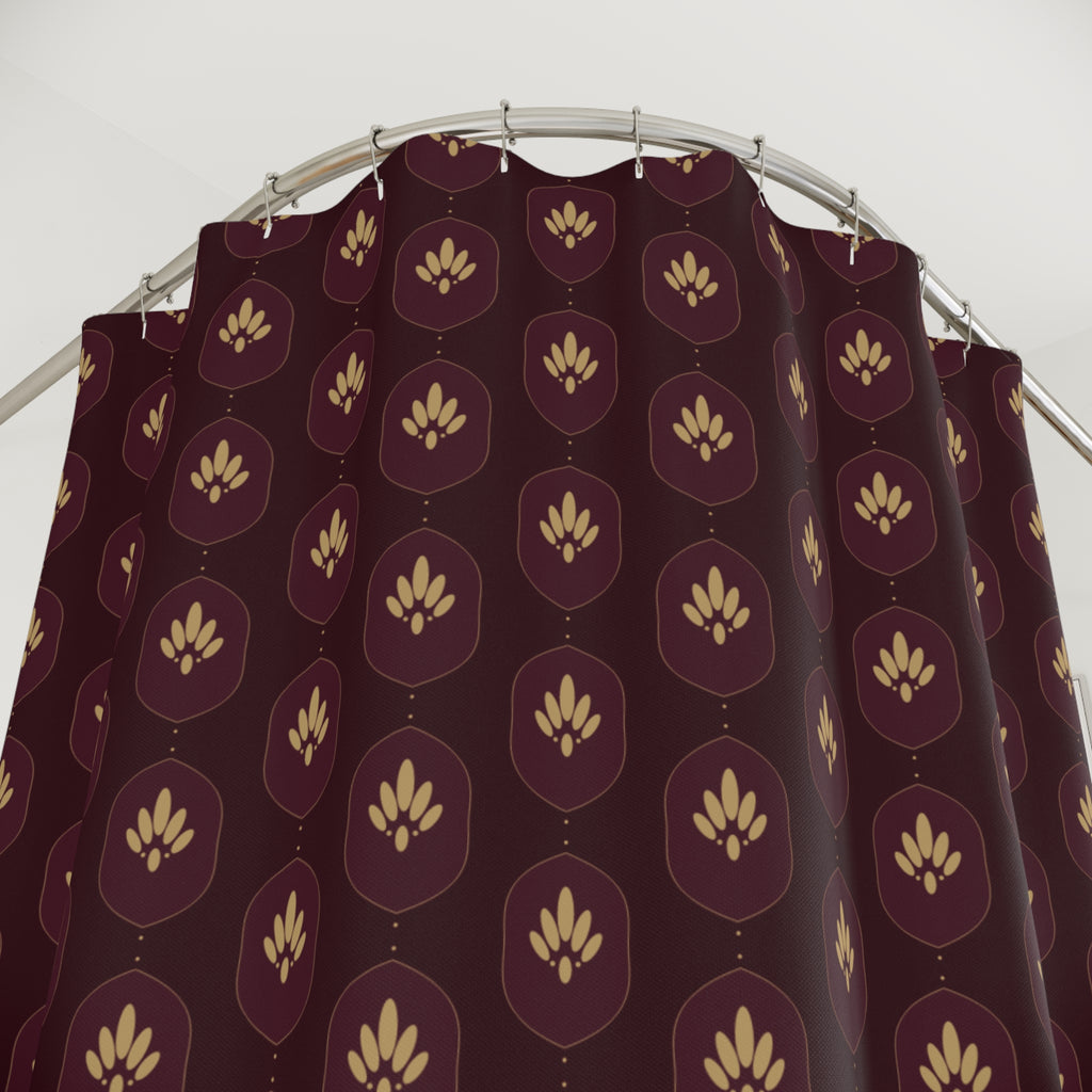 Burgundy & Gold Damask Shower Curtain – Victorian Ogee