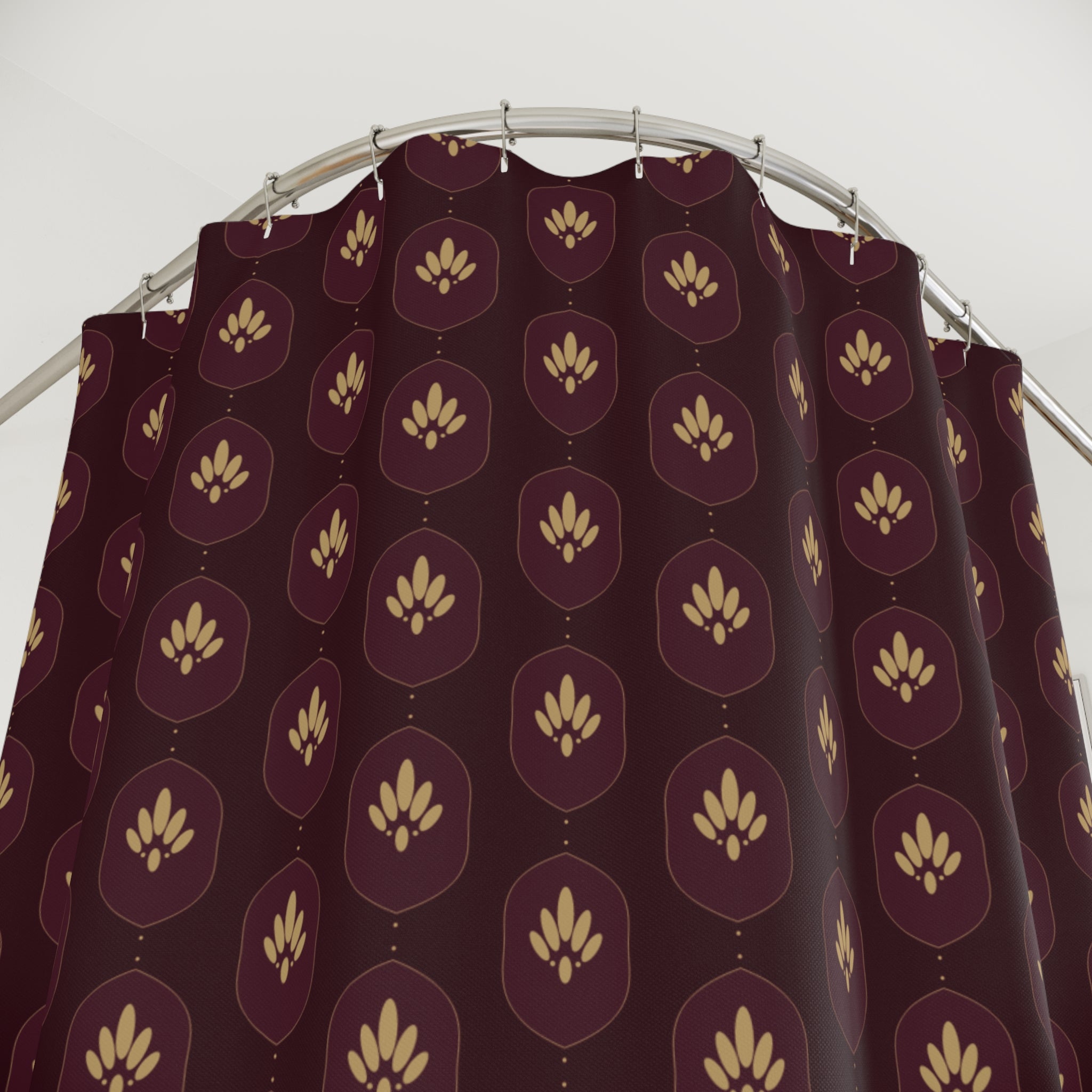 Burgundy & Gold Damask Shower Curtain – Victorian Ogee